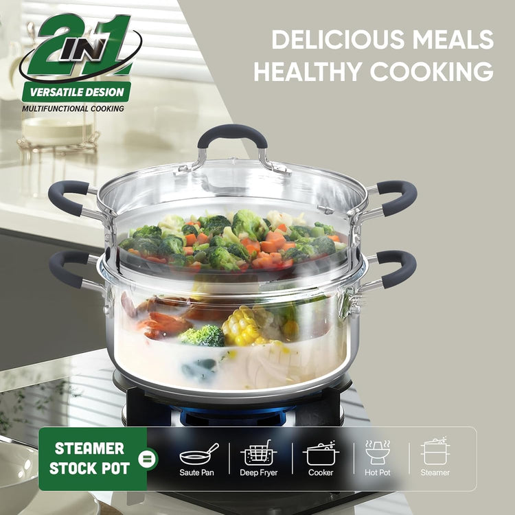 2 Tier Stainless Steel Steamer Pots