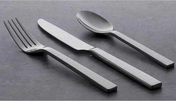 Oneida Chefs Table Hammered 45 Piece Everyday Flatware Set, Service for 8, 18/0 Stainless Steel,Silverware Set