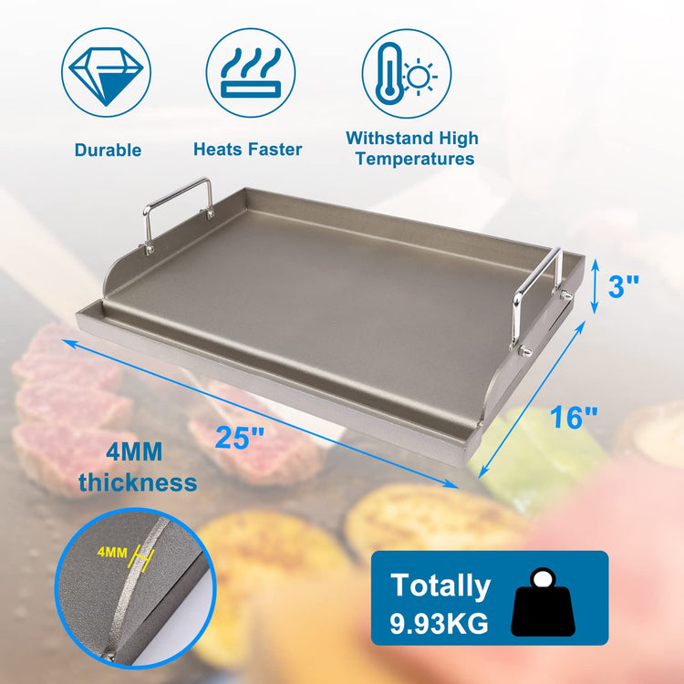 Cast Iron Griddle for Gas Grill Flat Top Griddle Insert for Outdoor Gas Grill