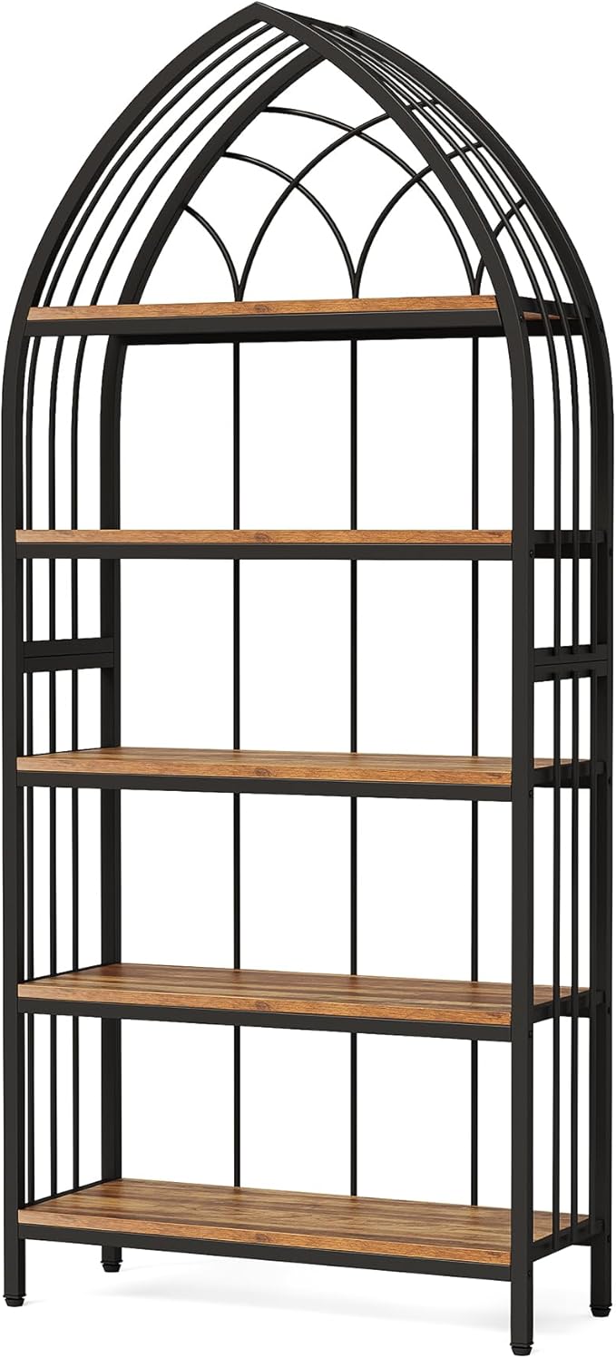 LITTLE TREE 74.8" Tall Bookshelf, 5-Tier Heavy Duty Metal Rack, Large Load-Bearing Capacity, Versatile Shelf for Living Room, Kitchen, Bedroom, Bathroom, Study