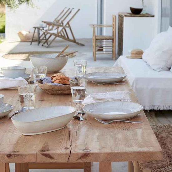 Casafina Ceramic Stoneware 11" x 4.5", 119 oz Serving Bowl - Eivissa Collection, Sand Beige | Microwave & Dishwasher Safe Dinnerware | Food Safe Glazing | Restaurant Quality Serveware