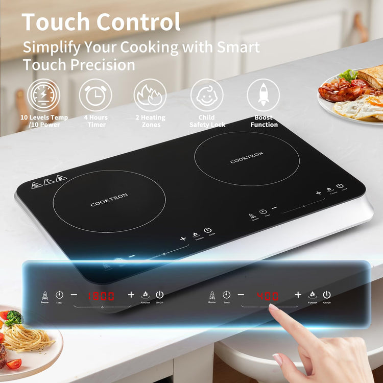 Double Induction Cooktop Burner with Fast Warm