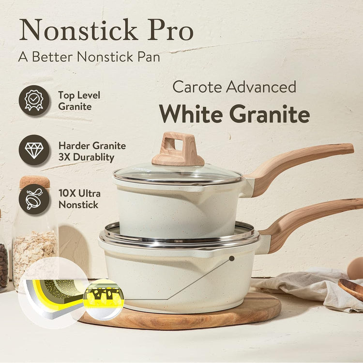Nonstick 1.5Qt & 3.0Qt Sauce Pan Sets with Lid (2 Count)