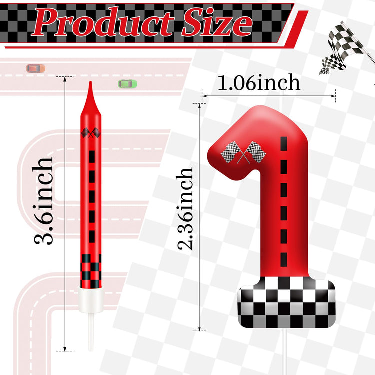 13PCS Racing Car Theme Birthday Candle Set with Checkered Flag Design (13 Count)