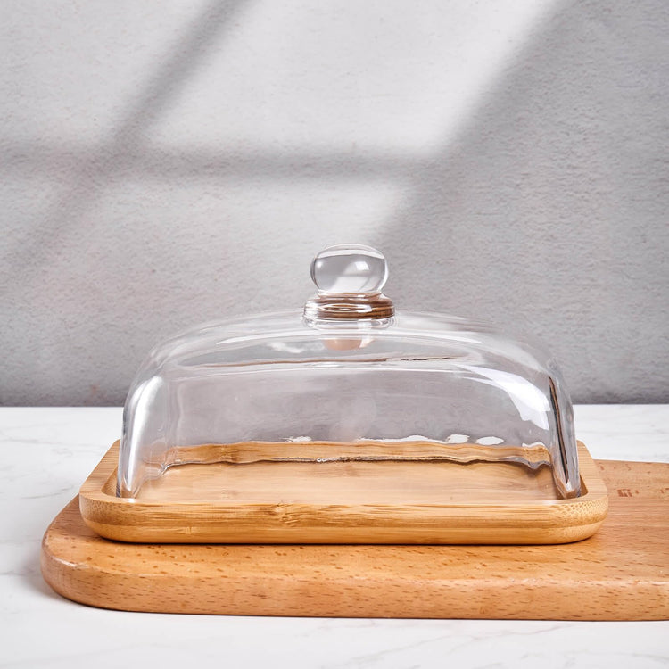 Glass butter dish with lid