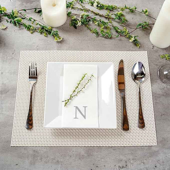 Luxenap 15.8 X 7.9 Inch Linen-Feel Guest Towels, 2000 Lettered Hand Towels - Silver Letter 'N', Sans Serif Font, White Paper Dinner Napkins, airlaid, For Restrooms And Tables - Restaurantware