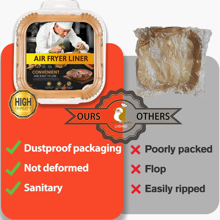 Air Fryer Disposable Paper Liner Square 10 Inch for 8 (100 Count)