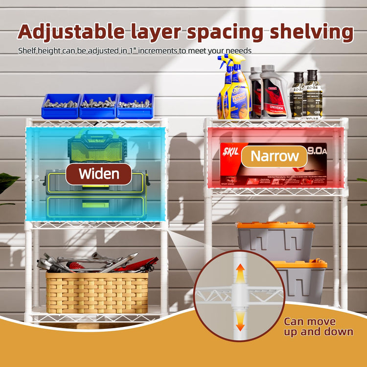 3 Small Wire Shelves Kitchen Pantry Close Home Organizers and Storage Bathroom Shelf Laundry Room Organization Adjustable Book Metal Garage Shelving Unit