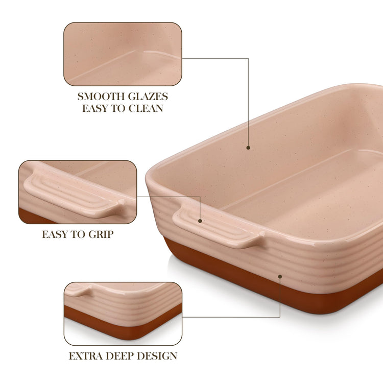 Large 9x13 Ceramic Baking Dish with Handles