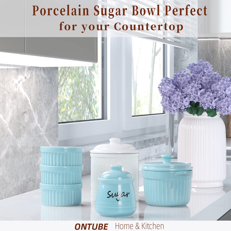 Ceramic Sugar Bowl with Lid and Spoon 12oz