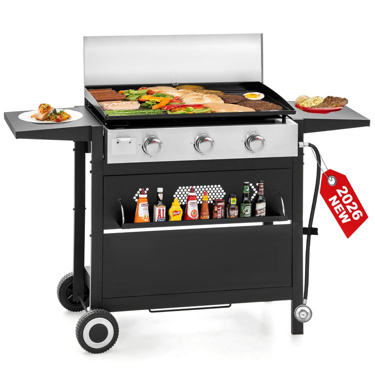3 Burner Propane Gas Griddle Flat Top Grill for Outdoor Cooking BBQ