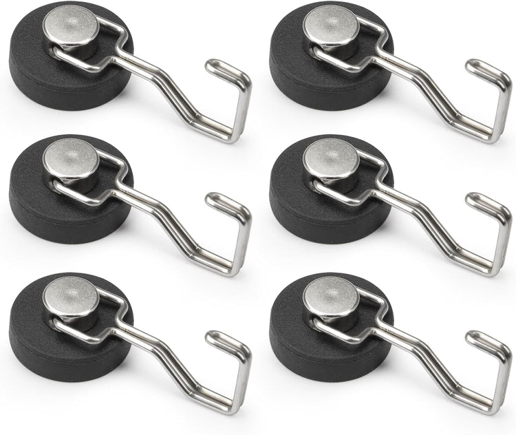 Rubber Coated Magnetic Hooks for Cruise Ship Cabin,Kitchen,Garage,Classroom and Office Waterproof Heavy Duty Metal Hangers with Increased Friction and Anti-Scratch Protection(6, Sliver)