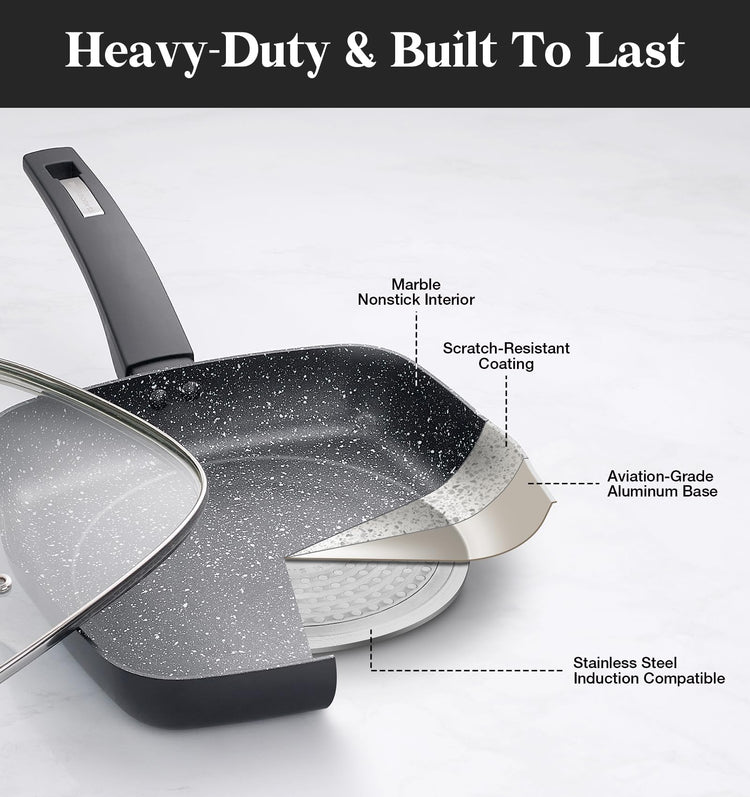 9.5 Inch Nonstick Grill Pan for Stove Tops