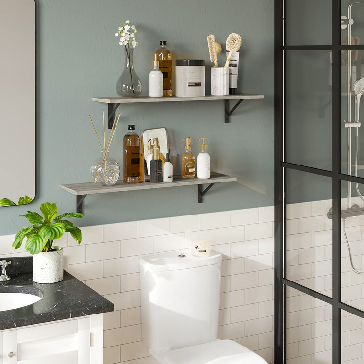 Wall Shelves 23.6" Long Floating Shelves with Metal Brackets (2 Count)