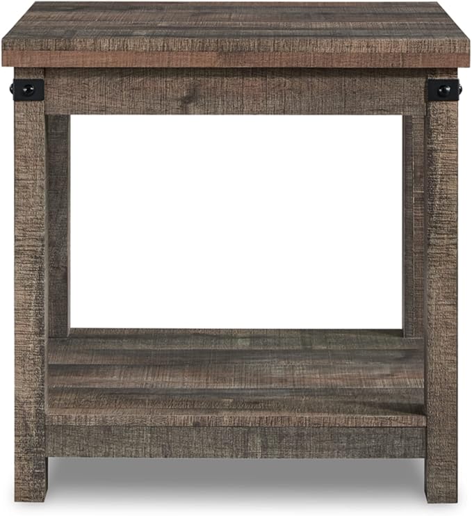 Signature Design by Ashley Hollum Rustic End Table with Shelf, Dark Brown