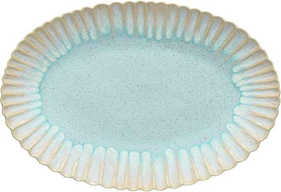 Casafina Ceramic Stoneware 16'' Oval Platter - Mallorca Collection, Sea Blue | Microwave, Dishwasher, Oven & Freezer Safe Dinnerware | Food Safe Glazing | Restaurant Quality Serveware