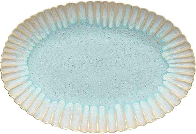 Casafina Ceramic Stoneware 16'' Oval Platter - Mallorca Collection, Sea Blue | Microwave, Dishwasher, Oven & Freezer Safe Dinnerware | Food Safe Glazing | Restaurant Quality Serveware