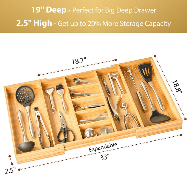 Extra Large Expandable Kitchen Drawer Organizer for Utensil and Junk