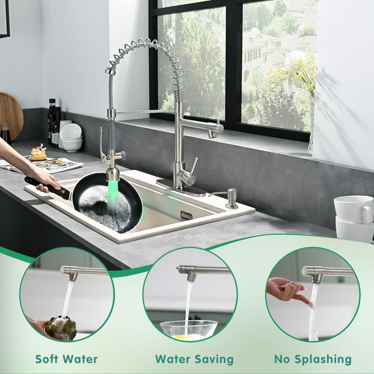Commercial Kitchen Faucets with Pull Down Sprayer Brushed Nickel