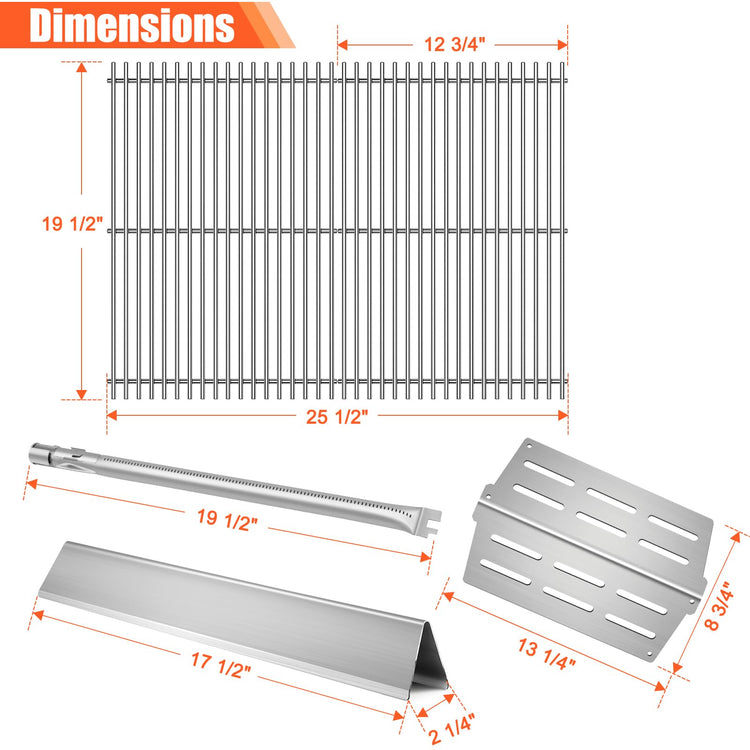 7524 7528 Cooking Grates 7622 Heat Deflectors 7620 Flavorizer Bars with Burner Tube Set for Weber Genesis Grill Replacement Parts E