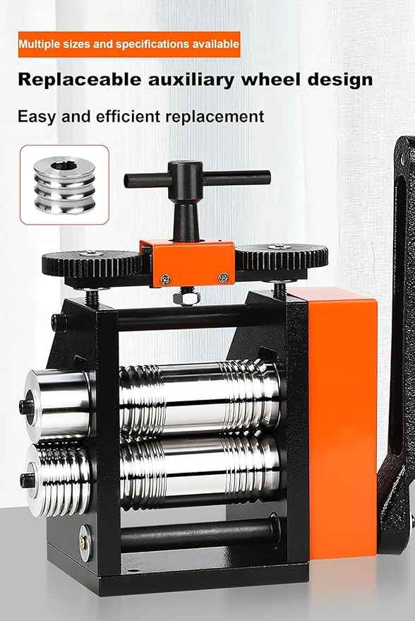 Manual Jewelry Rolling Mill - Hand Crank Metal Press Machine for Wire Shaping, Stretching, and Embossing Patterns - Essential Crafting Tool for Jewelers and Artisans