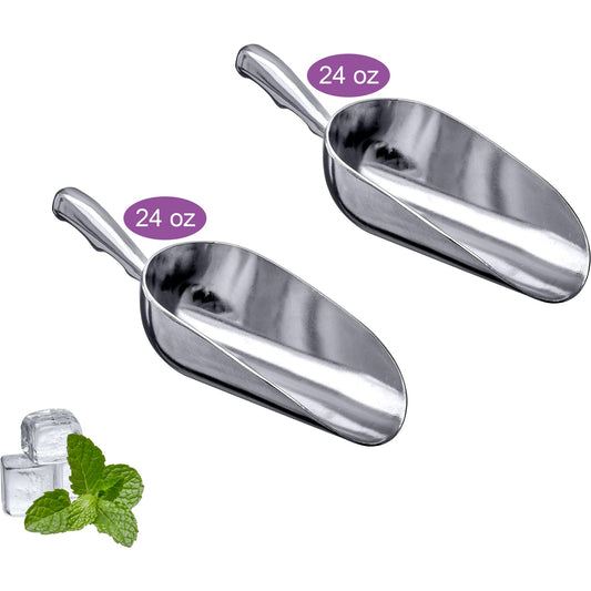 Elsa - 24-Ounce Aluminum Ice Scoops (Set of 2), Cast Aluminum Utility Scoops, Food-Grade, Good for Home and Commercial Use, NOT Dishwasher-Safe, Hand-Wash Recommended (2 Count)