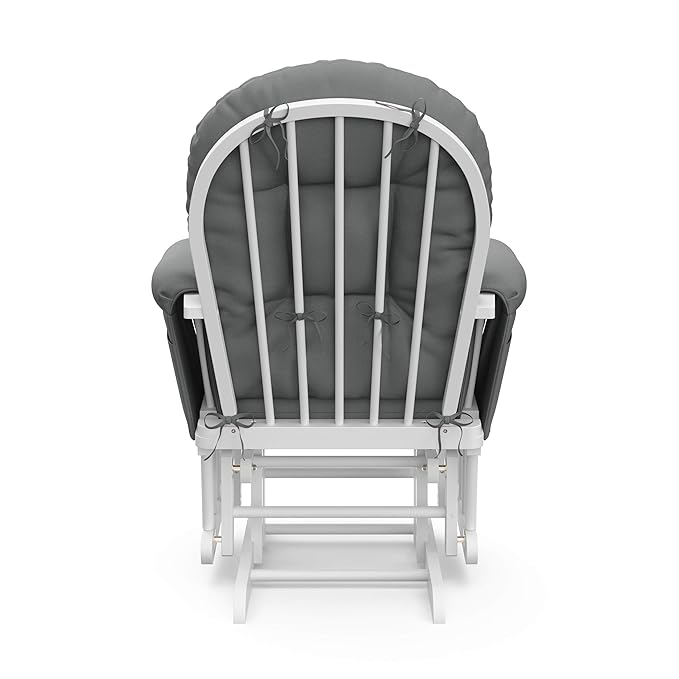 Storkcraft Premium Hoop Glider & Ottoman (White/Gray) — GREENGUARD Gold Certified Nursery Glider, Solid Wood Craftsmanship, Smooth-Gliding, Award-Winning