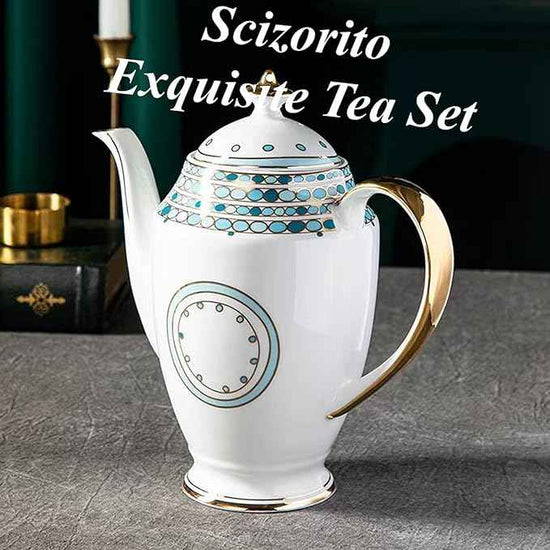Chinese Bone China Coffee Tea Set, Retro Floral Tea Gift Set, Suitable for Christmas, Father'S Day, Birthday, Halloween Party Gifts (Sapphire Tea Set)
