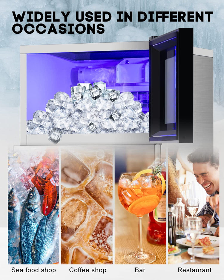 130LBS 24H Commercial Ice Maker Machine with 35LBS Capacity