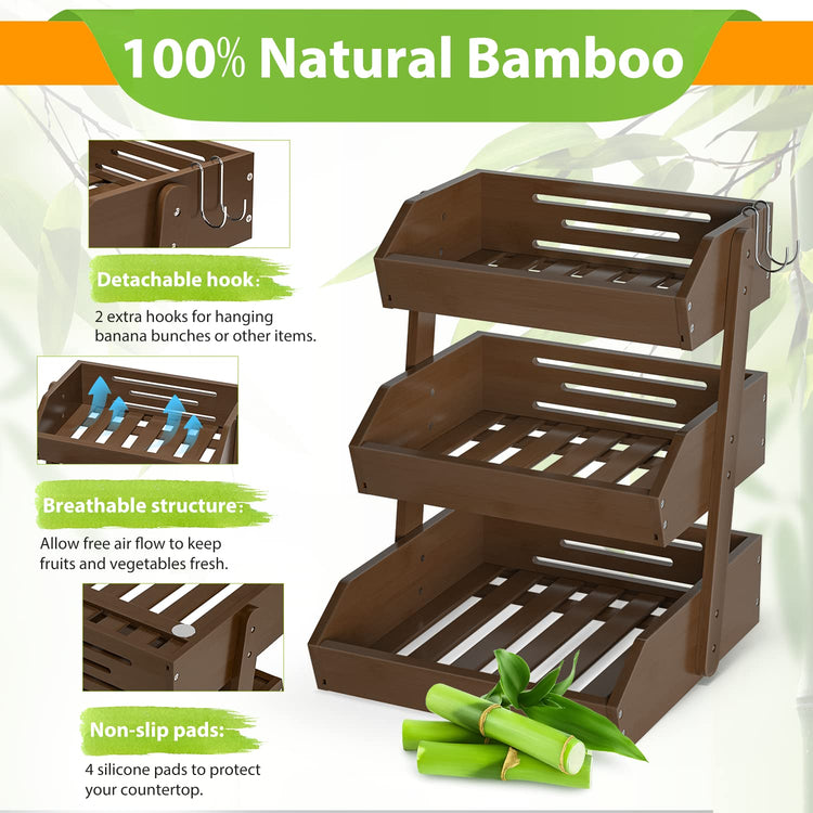 Bamboo Fruit Basket for Kitchen