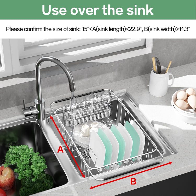Large Dish Drainer Rack in Sink Adjustable