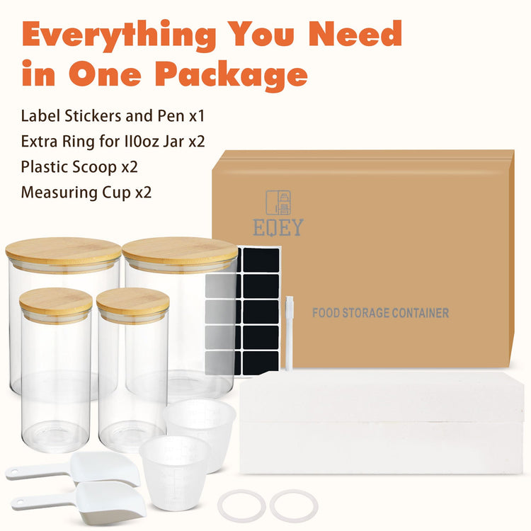 Glass Storage Jars Set Elegant Containers with Airtight Bamboo Lids