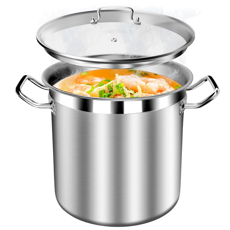 Stainless Steel 20 Quart Stockpot with Tempered Glass Lid