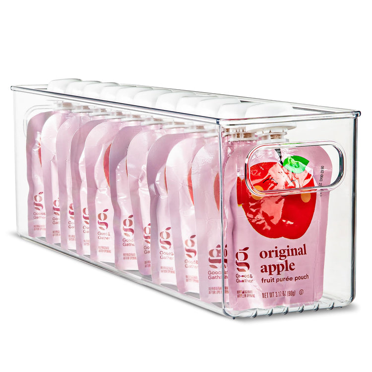 Plastic Food Storage Clear Container Bin with Handles for Organizing Kitchen