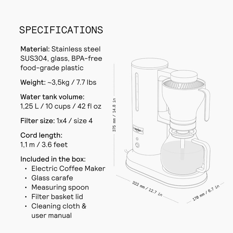 Drip Coffee Maker with 42oz Glass Carafe