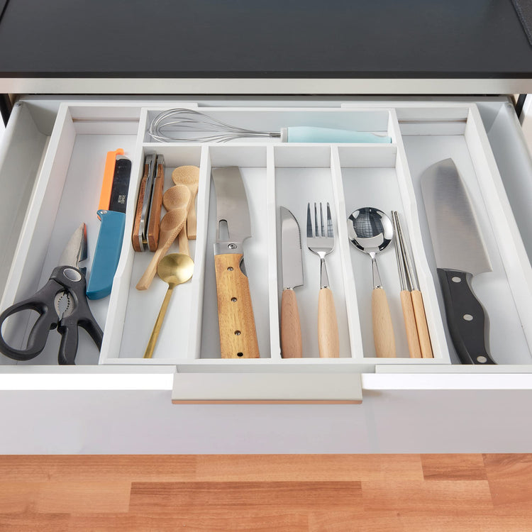 2 Piece Expandable Bamboo Kitchen Drawer Organizer for Cutlery and Utensils (2 Count)