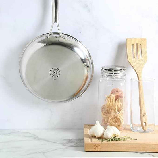 Martha Stewart Badgley Hybrid Nonstick 11 Inch TriPly Stainless Steel Large Fry Pan & Stay Cool Handle - Laser Etched Non-Toxic Perfect Sear Nonstick Skillet - Dishwasher and Induction Safe