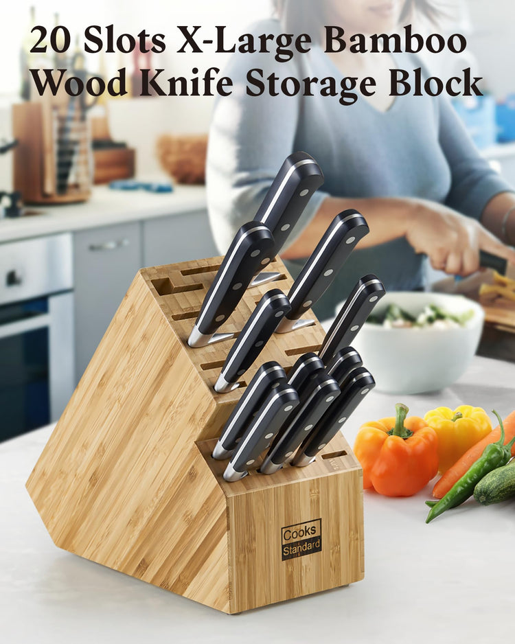Classic Bamboo Cutlery Block Holder without Knives (20 Count)
