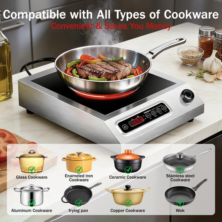 1800W Hot Plate Electric Induction Cooktop Portable Infrared Burner