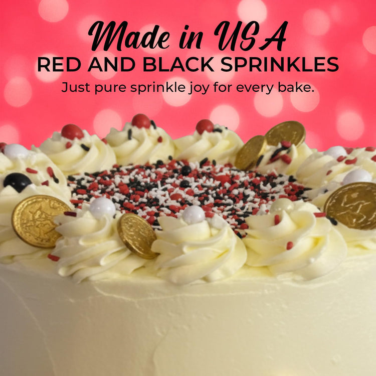 Red White and Black Sprinkles for Cake Decorating and Baking Cupcakes (4 Ounce)