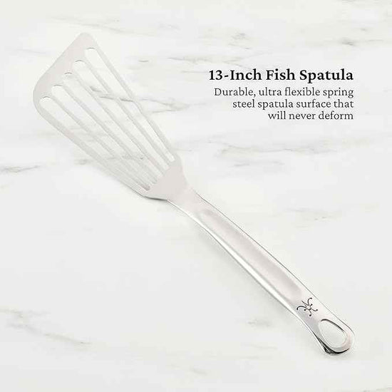 Hestan Provisions Chef's Tools, Essential Set (5-Piece), Stainless Steel Solid Spoon, Ladle, Pasta Fork, Turner/Spatula, Fish Spatula