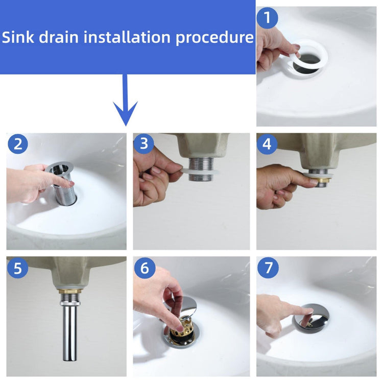 Stainless Steel Pop up Drain for Bathroom Sink Inst Sink Drain with Detachable Basket
