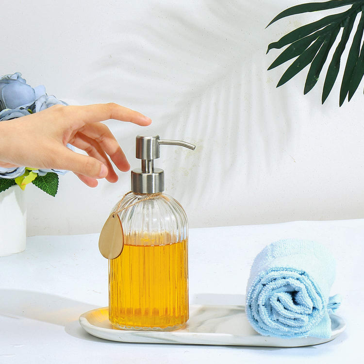 Thick Glass Soap Dispenser with Silicone Pad