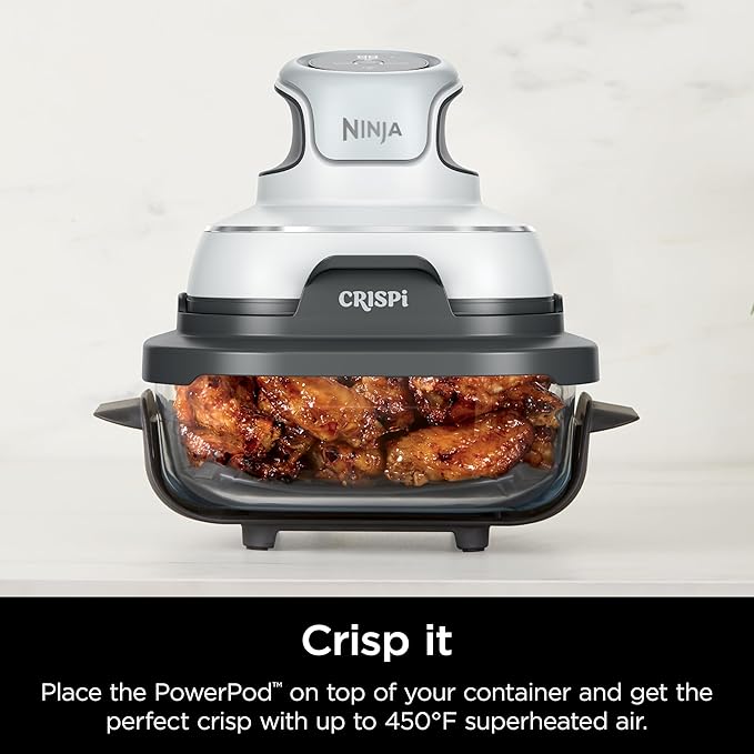Ninja 2.5-QT CleanCrisp™ Glass Container with Storage lid, Compatible with Ninja Crispi Portable Cooking System, Microwave, Freezer & Dishwasher Safe, PFAS & PTFE Free Glass Cooking Surface, XSKSFNMED
