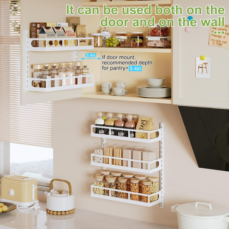 Wall Mount Spice Rack Organizer 5 Tier Height
