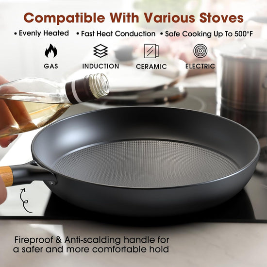 imarku Frying Pan Set - 10 &12inch Pot Set with Removable Handle Honeycomb Cast Iron Skillets, Large Frying Pans Nonstick Dishwasher Safe, Oven Safe Kitchen Pans for Cooking, Best Gifts for Women/Men - Nestoria