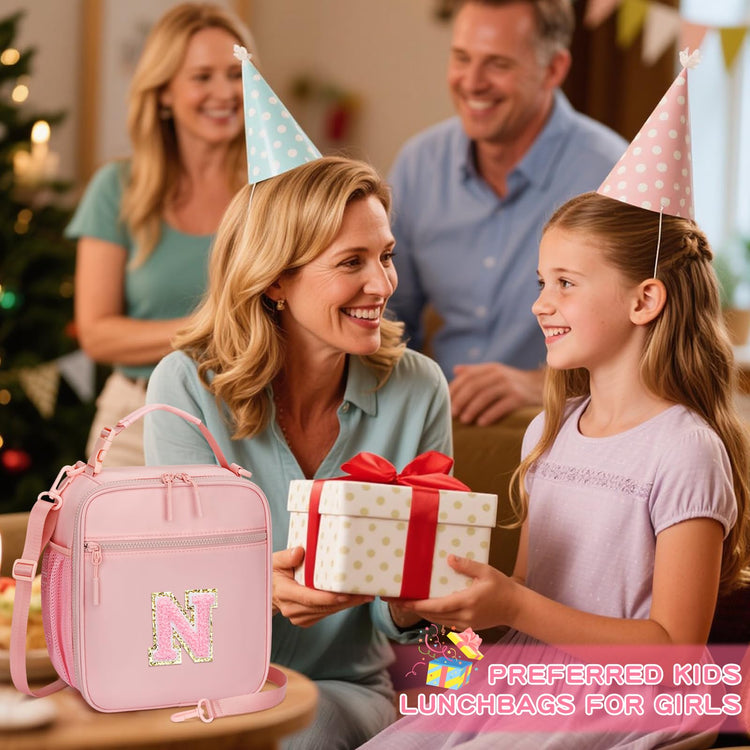 Lunch Box Kids Large Initial Insulated Lunch Bag for Girls