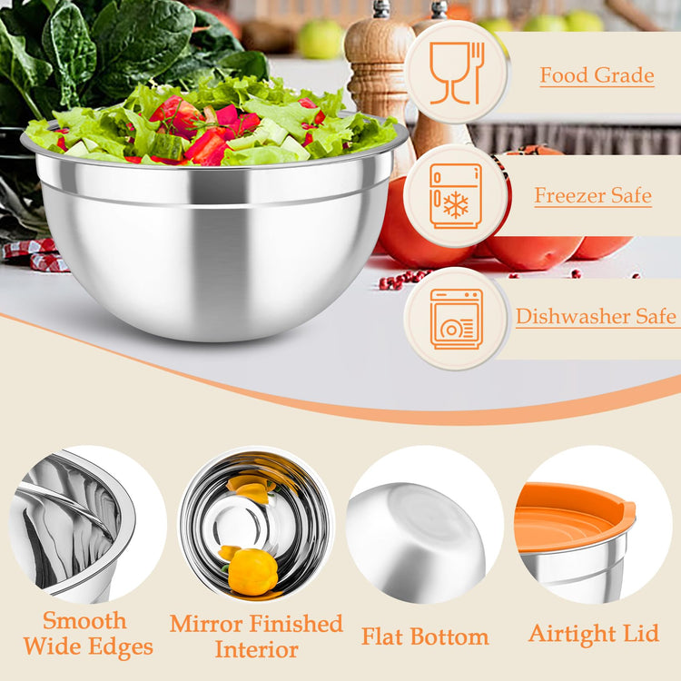 Mixing Bowls Stainless Steel Nesting Salad Bowls Set (6 Count)