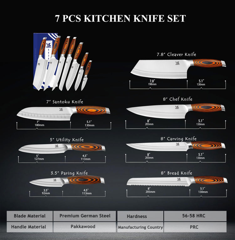 7 PCS Kitchen Knife Set (7 Count)