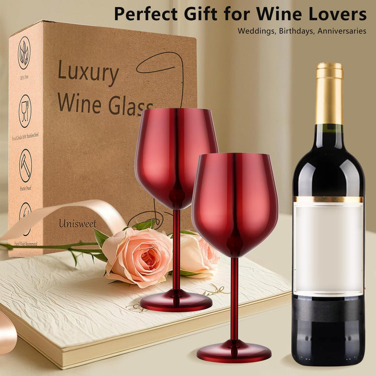 Unbreakable Stainless Steel Wine Glasses Set of 4 (4 Count)